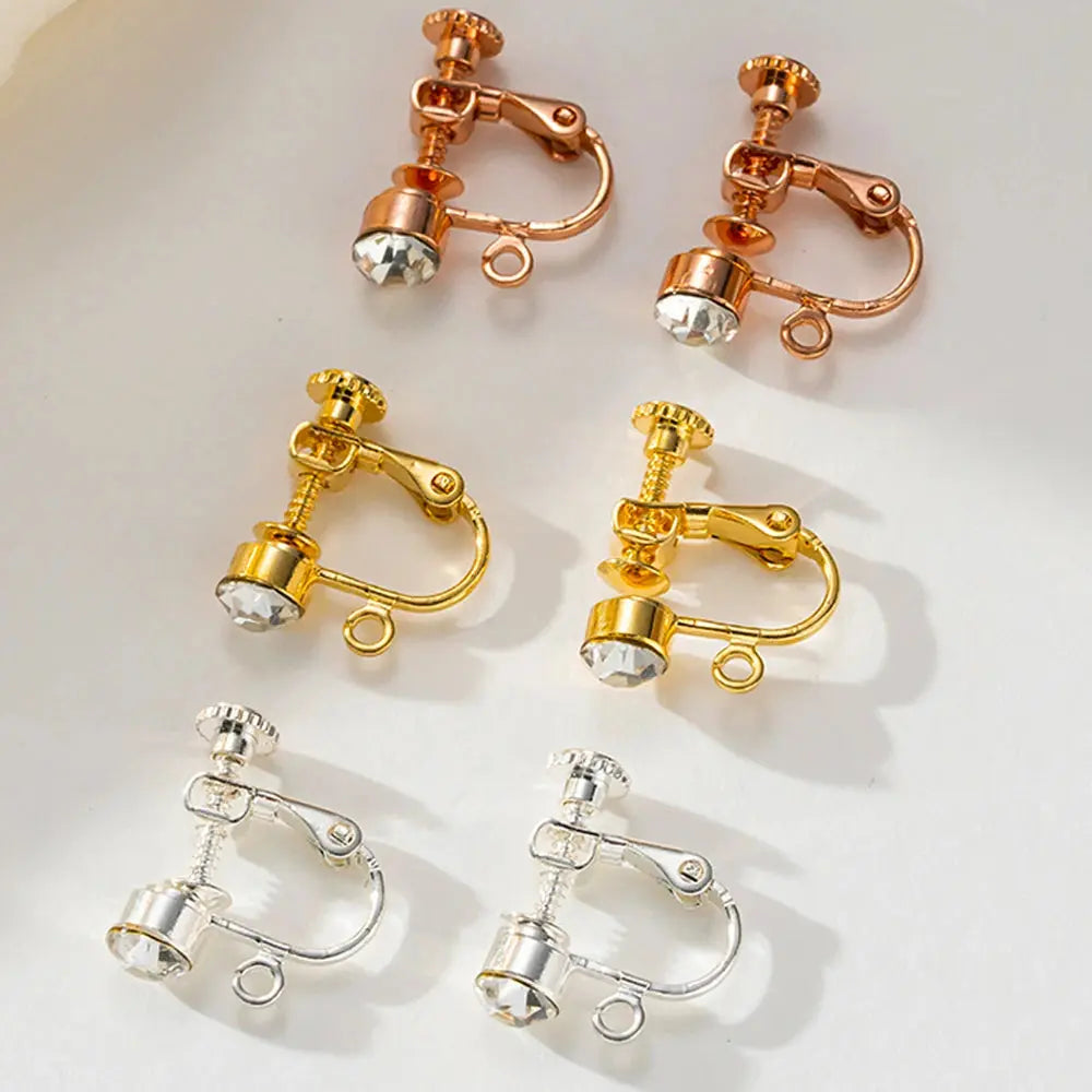 10pcs Brass Clip on Earring Converter Component with Crystal Rhinestone Non Pierced Earring Clip for Jewelry Making Supplies DIY Aurexia off