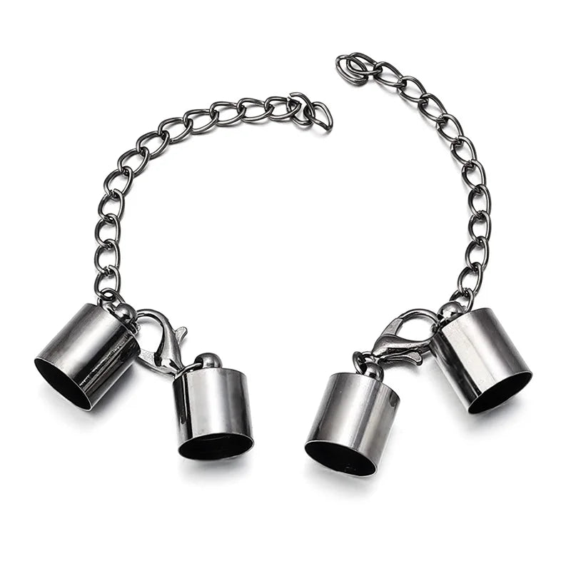 10Sets Leather Cord End Caps With Lobster Clasp Extending Chain For Jewelry Making DIY Bracelet Necklace Connectors Accessories Aurexia off