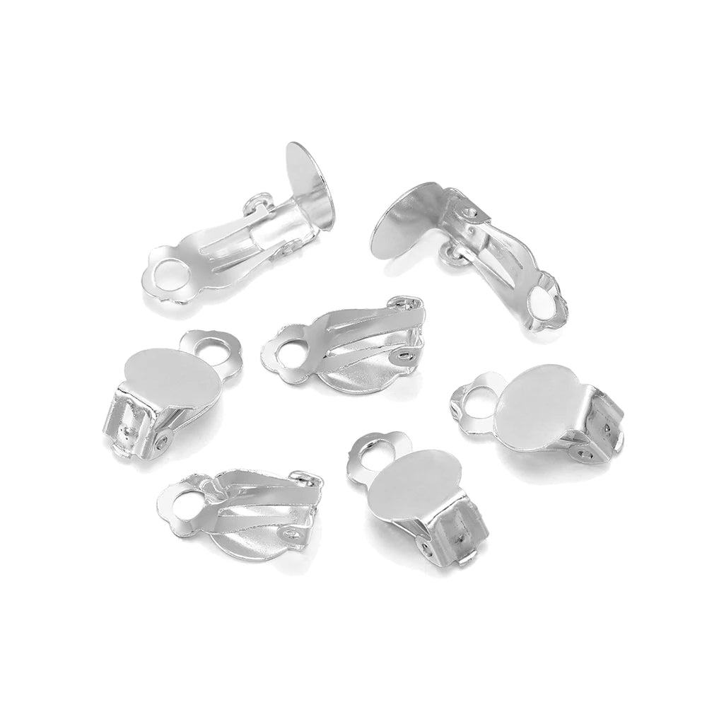 50pcs/Lot 10mm Meatl Ear Clips Earrings Blank Setting Base Fit Glass Cabochons For DIY Jewelry Making Findings Accessories Aurexia off