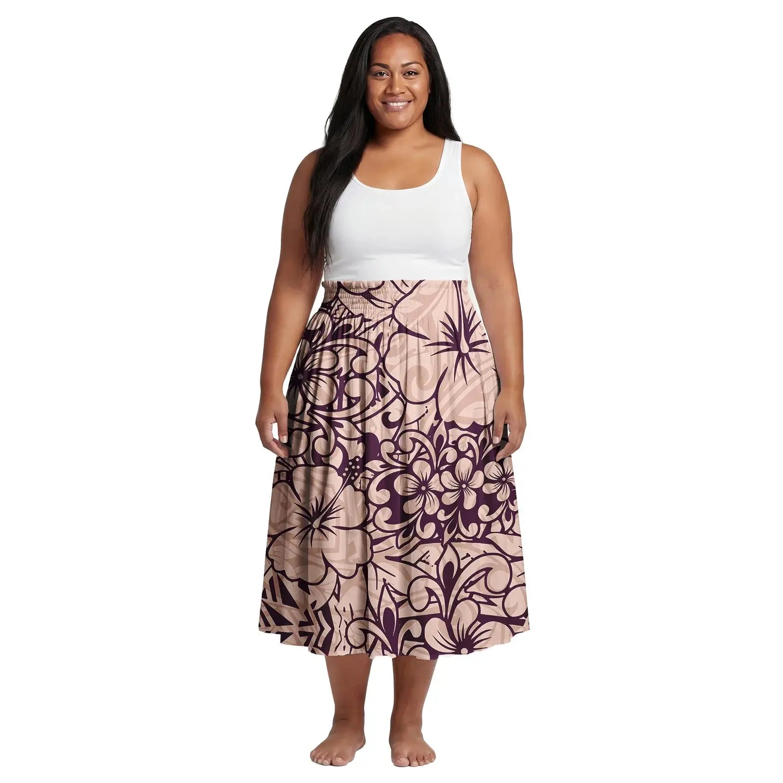 2026 Spring New Custom Elastic Waistband Design Women Skirts Samoan Polynesian Elegant Oversize Ladies Dress Party Aloha Skirts Aurexia off
