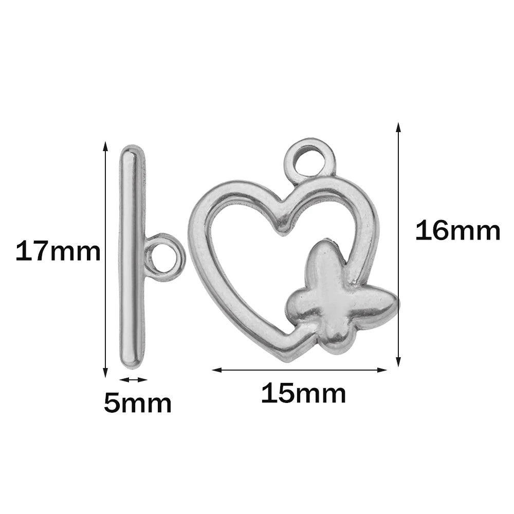 5 Sets Stainless Steel Toggle Clasp T-bar Closure Ring Fastener Hook End Connectors for DIY Necklace Bracelet Jewelry Making Aurexia off