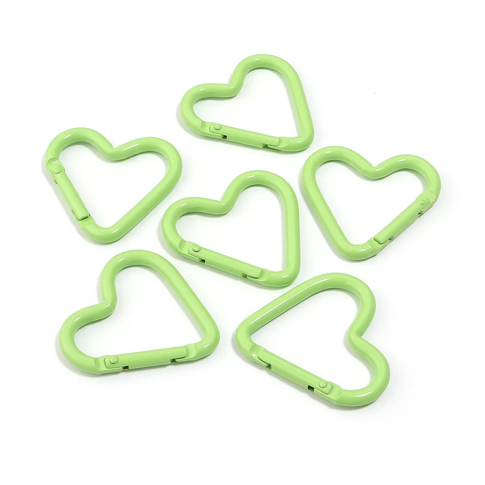 5pcs Colorful Heart-shaped Aluminum Alloy Carabiner Rings Keychain Clip Spring Hook Hanging Buckle Jewelry Making Accessories Aurexia off