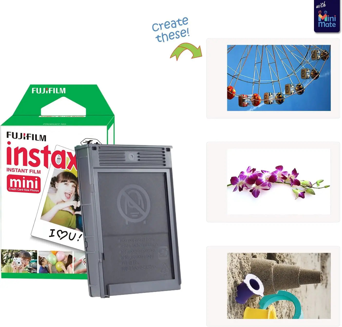 Smartphone Printer Bundle with 20 Sheets, Album, Desk Frames & Stickers in Clay White Aurexia off