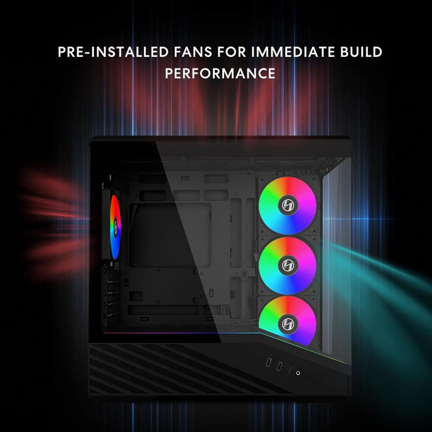 Compact Micro-ATX PC Case with 4 ARGB Fans, Tempered Glass, Supports 415mm GPU & 360mm Radiator - Black Aurexia off