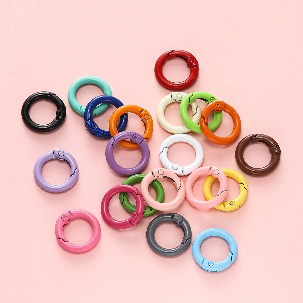 2/5pcs/Lots Metal Round Spring Clasp Colored Carabiner Keychain Clips Hook for DIY Jewelry Buckles Keychains Supplies Aurexia off