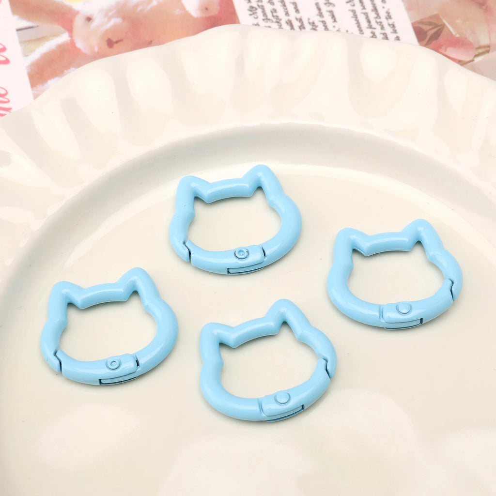 1pc/bag Alloy Spring Clasps Colorful Cute Cat Shape Spring Ring Carabiner Clips For DIY Keyring Lanyard Keychain Making Findings Aurexia off