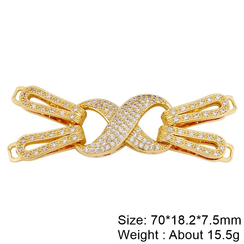 Juya DIY Copper 18K Gold Plated Pendant Connector Fastener Buttob Lock Clasps For Needlework Natural Stone Pearls Jewelry Making Aurexia off