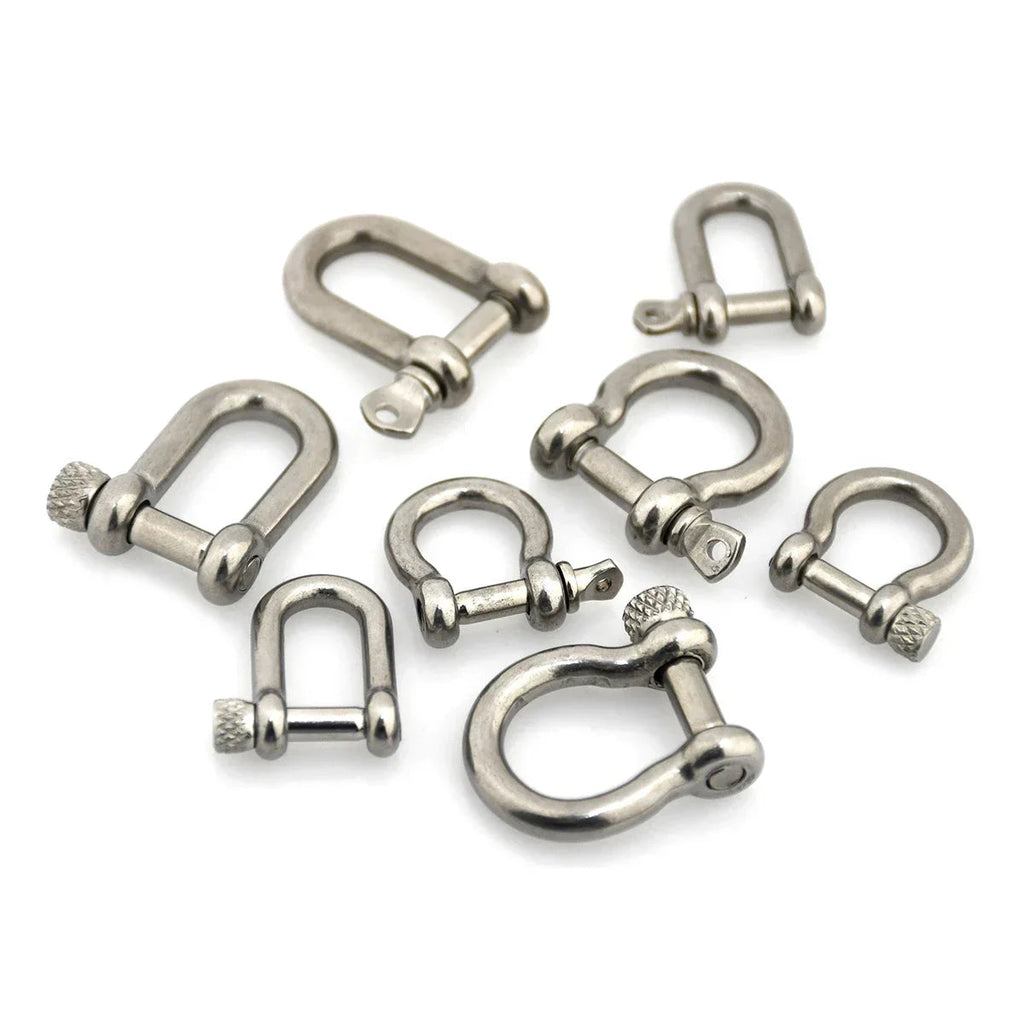 Stainless Steel Bow Shape Shackle Carabiner D Ring Fob Key Ring Keychain Hook for Camping Hiking Screw Joint Connector Buckle Aurexia off