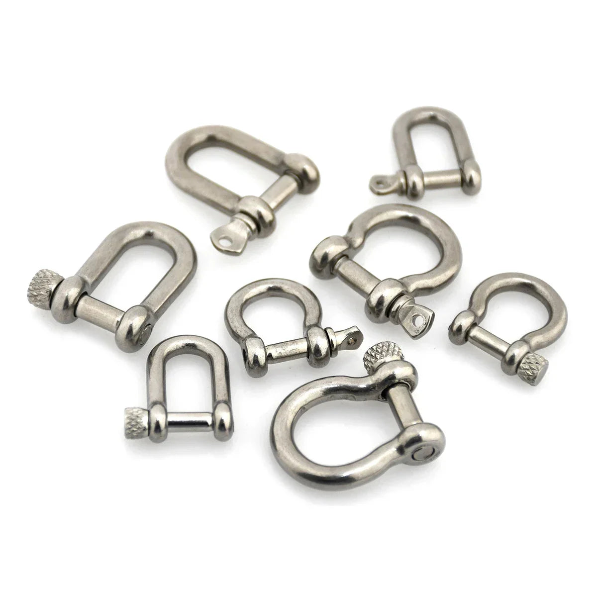 Stainless Steel Bow Shape Shackle Carabiner D Ring Fob Key Ring Keychain Hook for Camping Hiking Screw Joint Connector Buckle Aurexia off