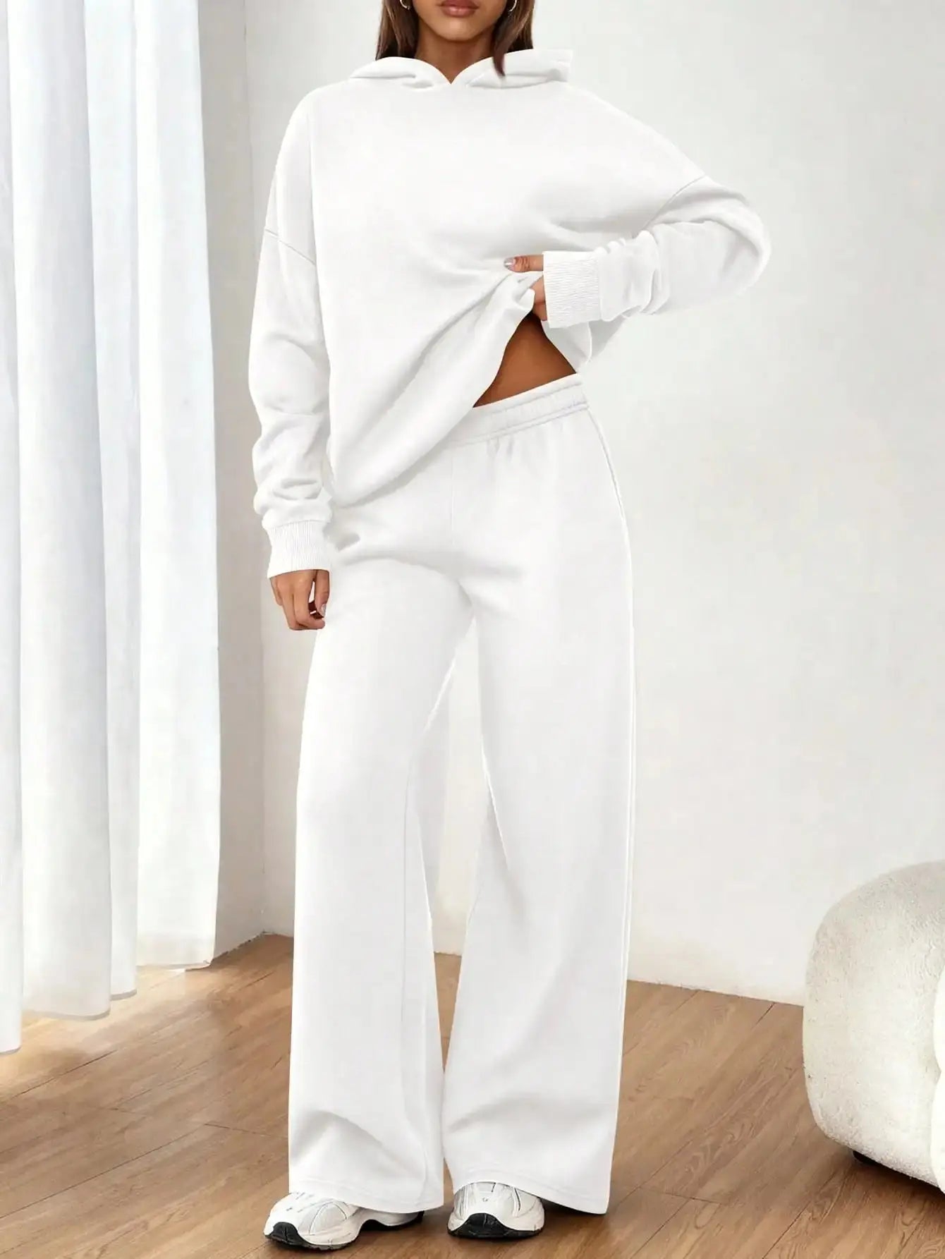 Women's 2 Piece Sweatsuit Set Casual Long Sleeve Hoodie Loose Wide Leg Sweatpants Aurexia off