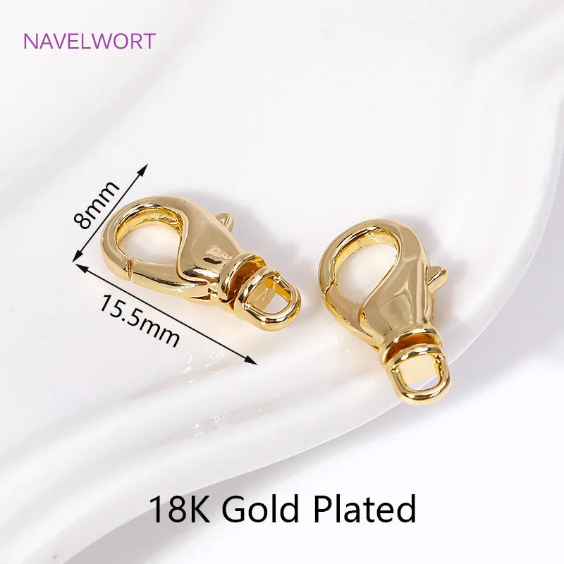 18K Gold Plated Brass Lobster Clasps Connector,Jewellery End Caps Fastener Clasp For DIY Bracelet Jewelry Making Accessories Aurexia off