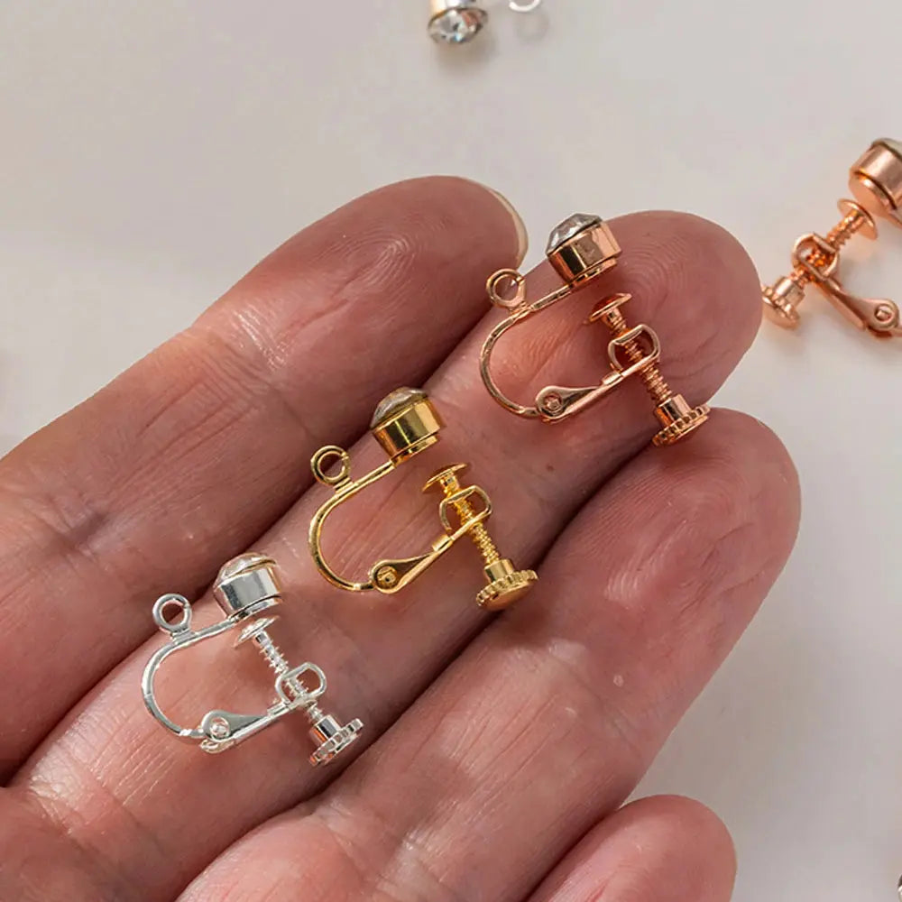 10pcs Brass Clip on Earring Converter Component with Crystal Rhinestone Non Pierced Earring Clip for Jewelry Making Supplies DIY Aurexia off
