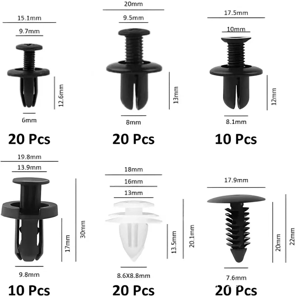 100/50 PCS Auto Fastener Clips Kit  - Multi-Size  Retainers for Car Fender, Bumper, Door & Panel Trim Aurexia off
