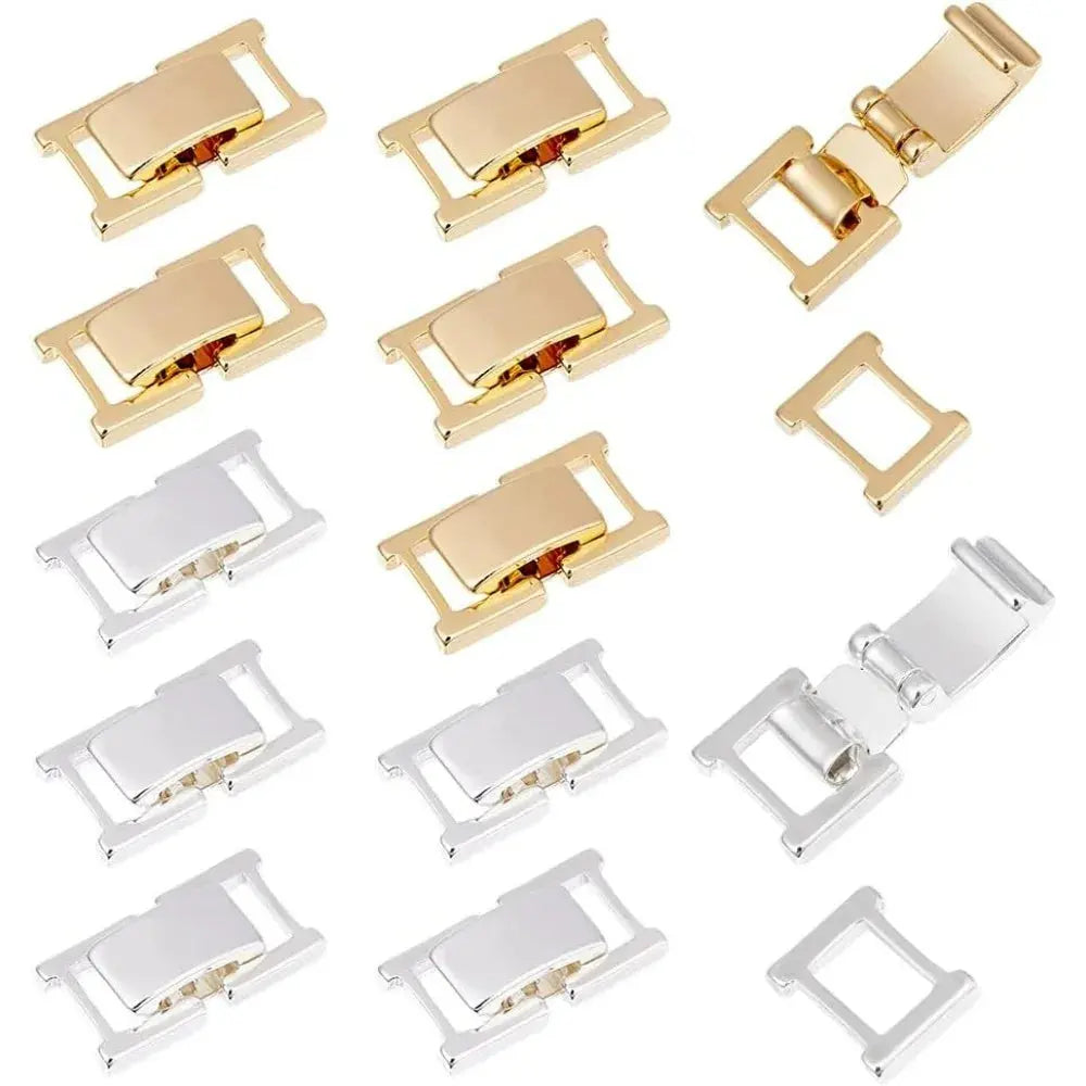 12Pcs 2 Colors Fold Over Jewelry Clasp Brass Bracelet Extenders 0.59x0.33x0.16 Inch Small Fold Over Clasp Foldover Extension Aurexia off