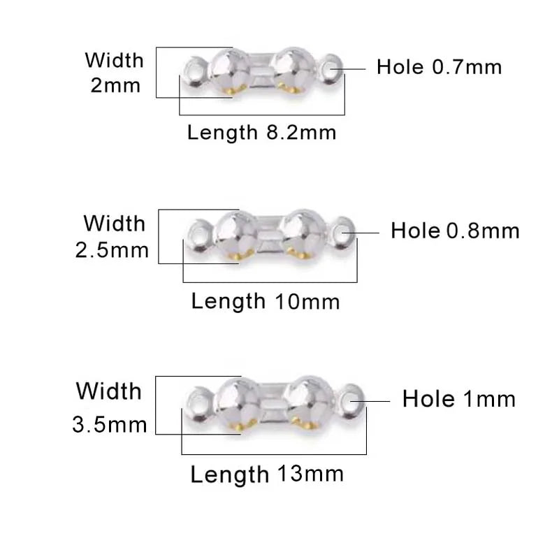 4pcs Genuine Real Pure Solid 925 Sterling Silver Closure End Beads Clasps Clips Gold Crimp Connector DIY Jewelry Making Finding Aurexia off