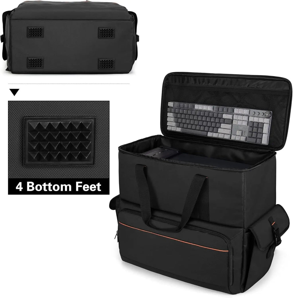 ATX/M-ATX PC Tower Carrying Case Backpack for Computer, Keyboard, Cables, Mouse, Black Aurexia off
