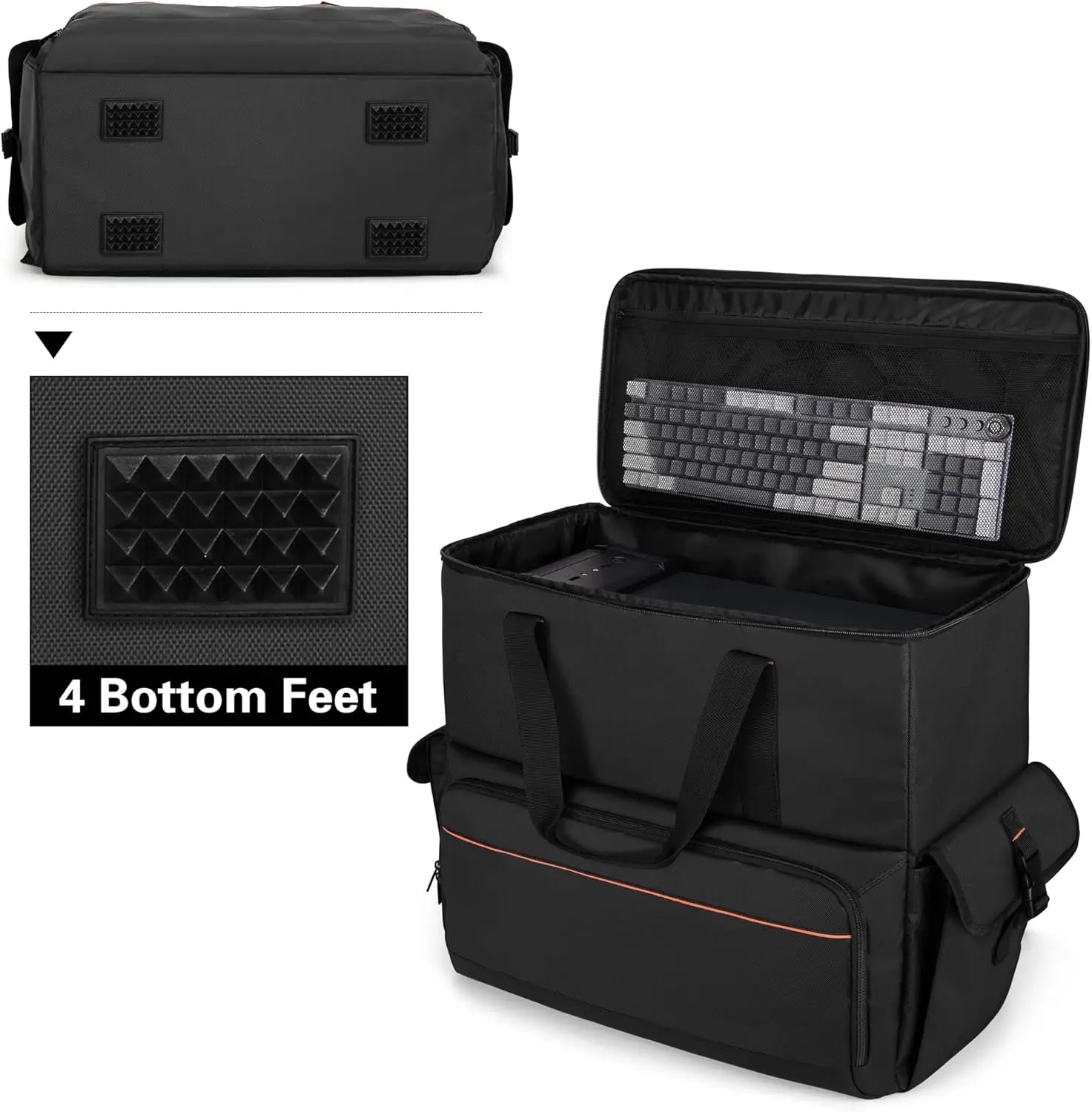 ATX/M-ATX PC Tower Carrying Case Backpack for Computer, Keyboard, Cables, Mouse, Black Aurexia off