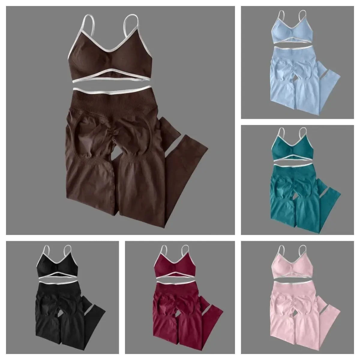 Women's 2-Piece Color Block Yoga Set: Camisole Bra & Seamless Fitted Leggings, Suitable for Fitness and Exercise Aurexia off