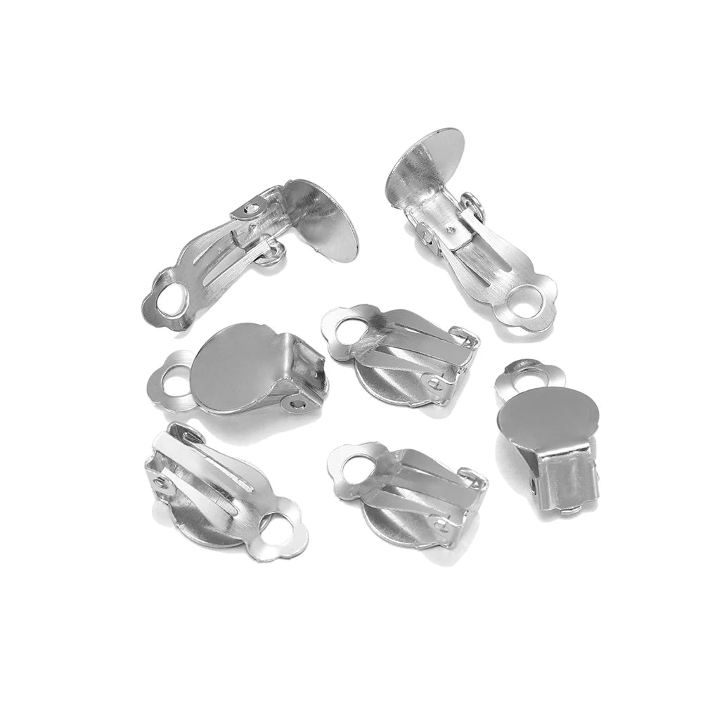 50pcs/Lot 10mm Meatl Ear Clips Earrings Blank Setting Base Fit Glass Cabochons For DIY Jewelry Making Findings Accessories Aurexia off