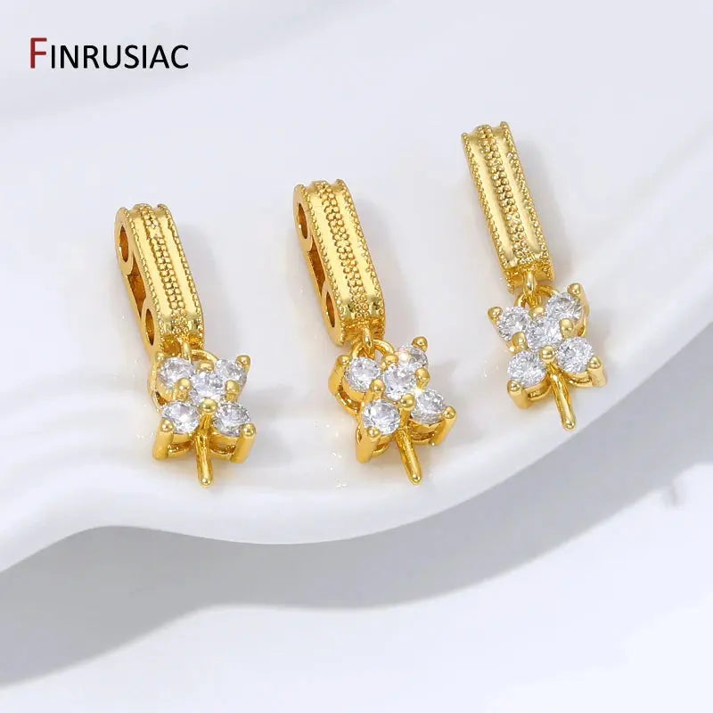 18K Gold Plated Brass Rectangle Pendant Bails,Inlaid Zircon Pearl Pendant Mounting End Caps Peg Bails,DIY Jewelry accessories Aurexia off