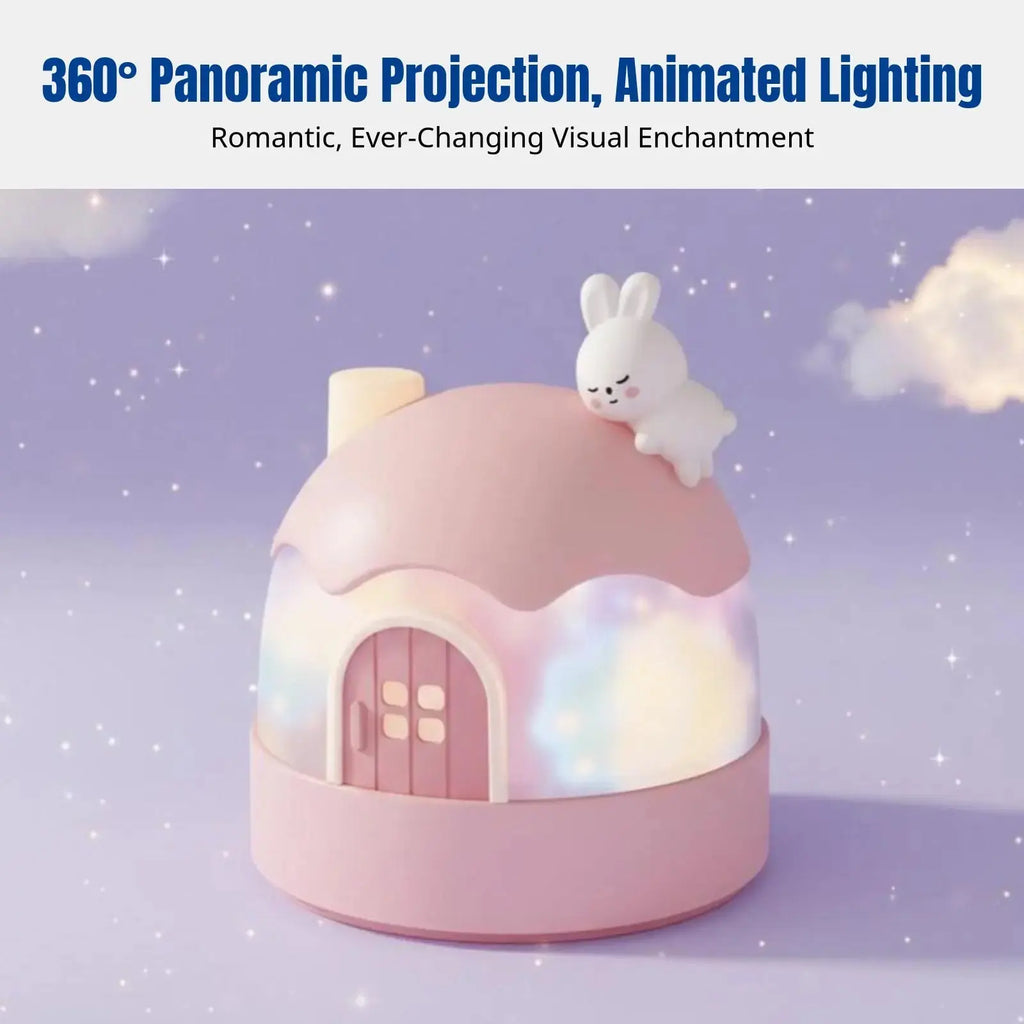 Cartoon Bunny Star Projector, Night Light Music Box for Kids, Rotating Galaxy Lamp, Girls Bedroom Ceiling, Timer Aurexia off