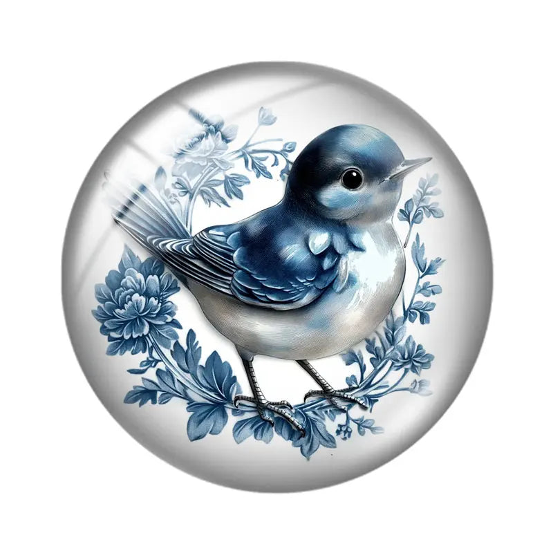 Blue Delft Birds Clipart  12mm/18mm/20mm/25mm Round Photo glass cabochon demo flat back Making findings Aurexia off