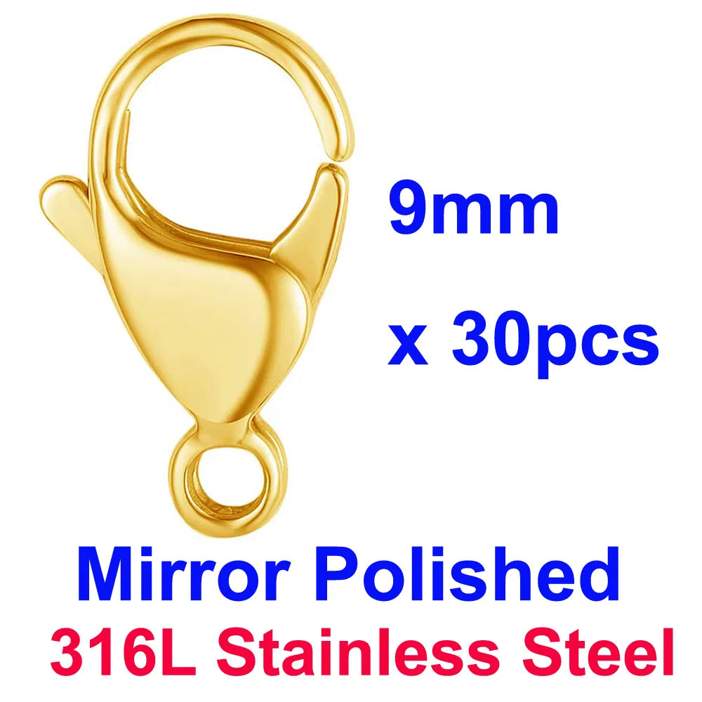 20/30/40 316L Stainless Steel Lobster Clasps Wholesale Mirror Polished 9-19mm 18k Gold Vacuum Plated Diy Jewelry Making Findings Aurexia off