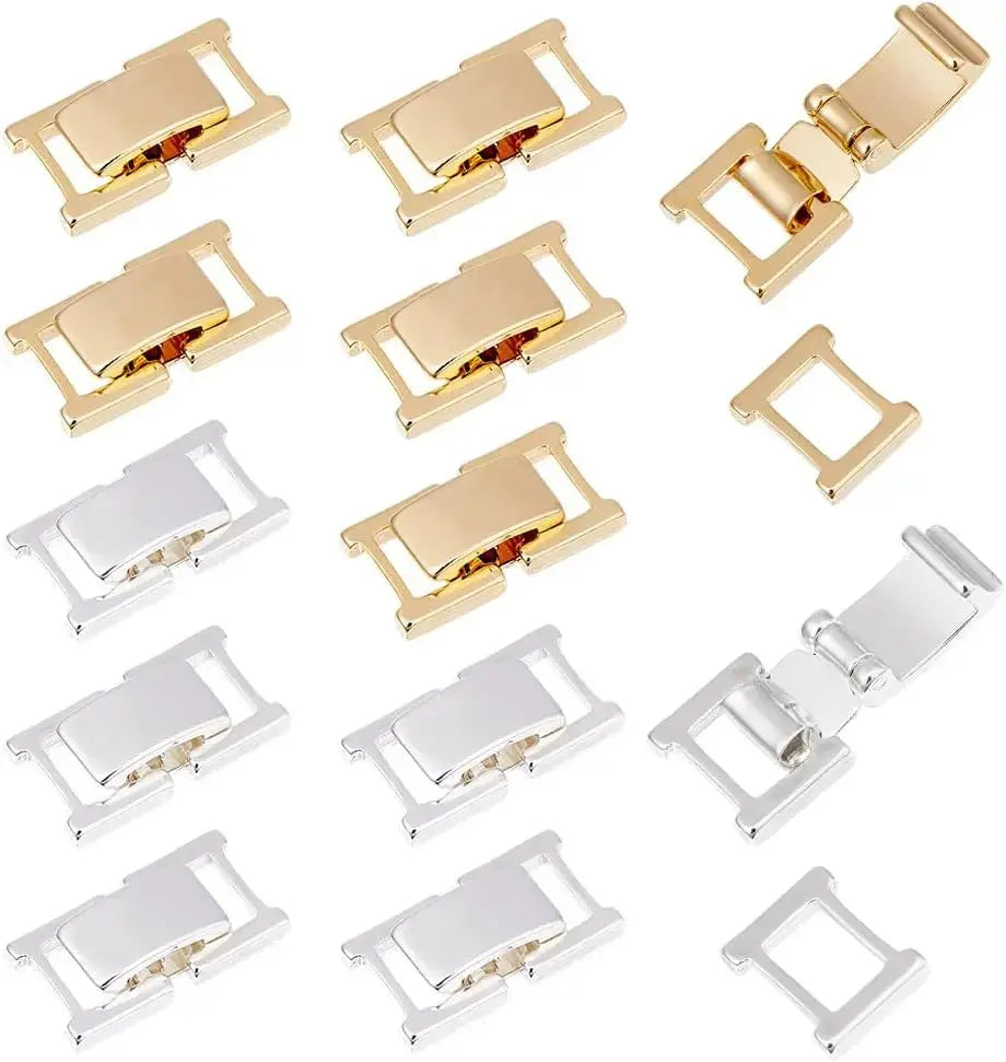 12Pcs 2 Colors Fold Over Jewelry Clasp Brass Bracelet Extenders 0.59x0.33x0.16 Inch Small Fold Over Clasp Foldover Extension Aurexia off