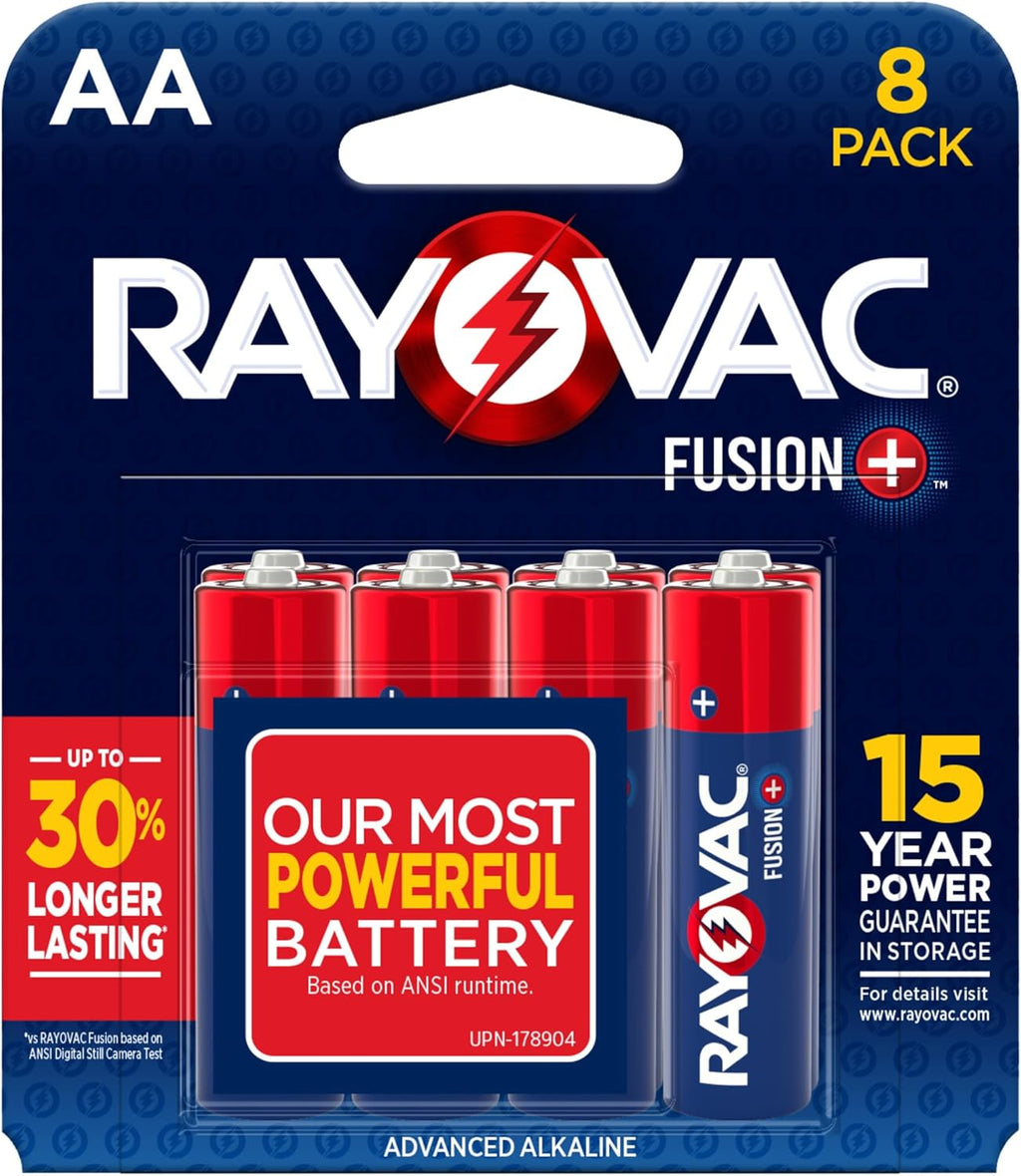 Fusion AA Batteries (8 Pack), Double a Alkaline Batteries