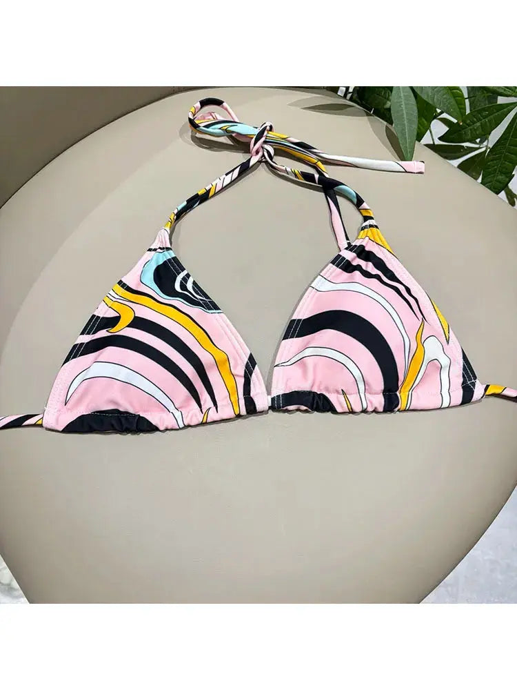 New Fashion Designer Geometric Printed 2 Pieces Bikini Swimwear Women's 2026 Aurexia off