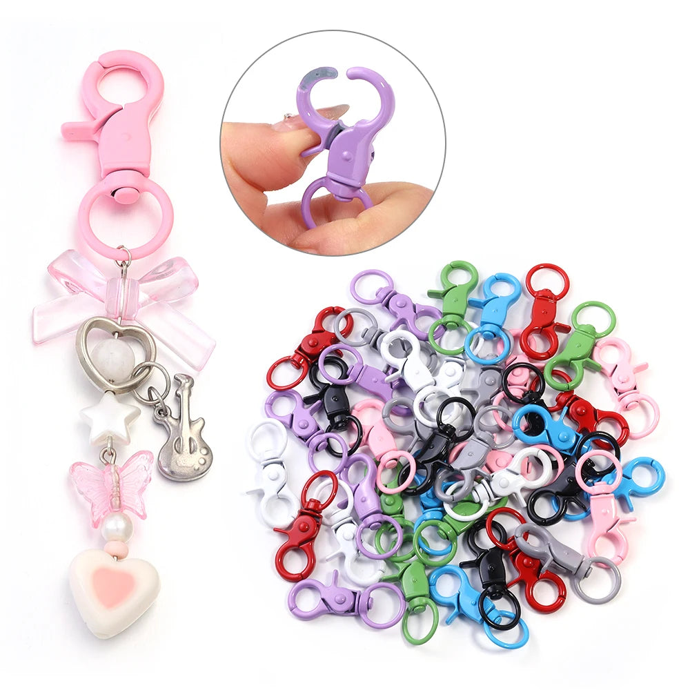 5Pcs/Lot Colorful Swivel Lobster Clasp Hooks Keychain Split Key Ring Connector for Bag Key Chain DIY Jewelry Making Supplies Aurexia off