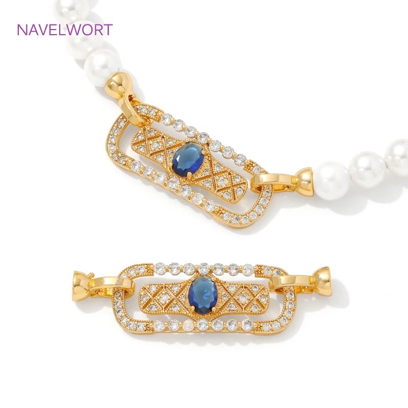 Luxury 18K Gold Plated Connectors Clasps,With Zircon Locks Clasps,Fasteners For Bracelet,DIY Necklaces Jewelry Making Findings Aurexia off