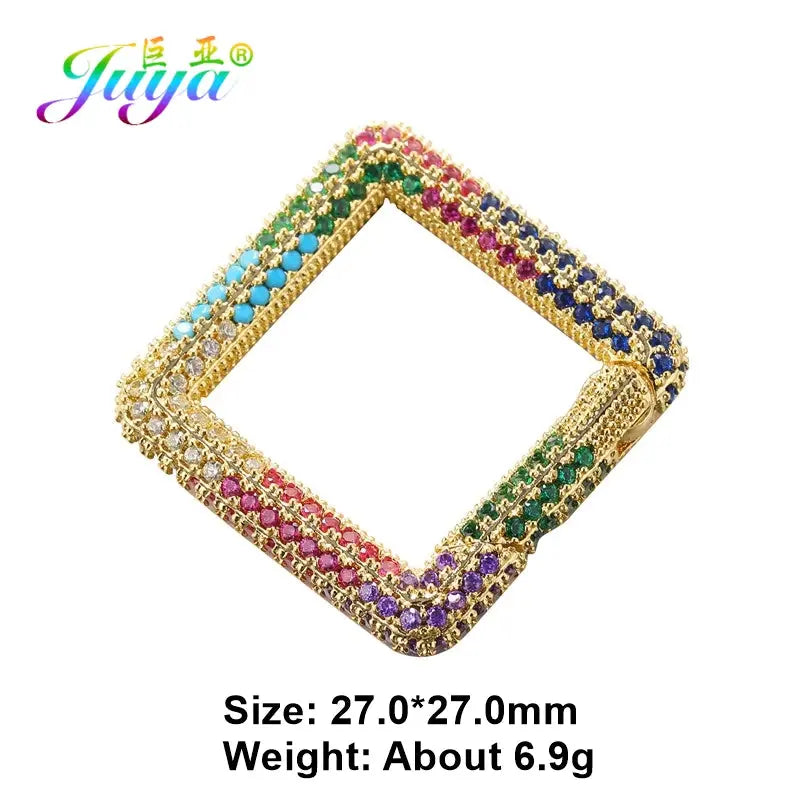 Juya Handmade Zirconia 18K Gold Plated Decorative Copper Pendant Carabiner Screw Bolt Lock Clasps For DIY Punk Jewelry Making Aurexia off