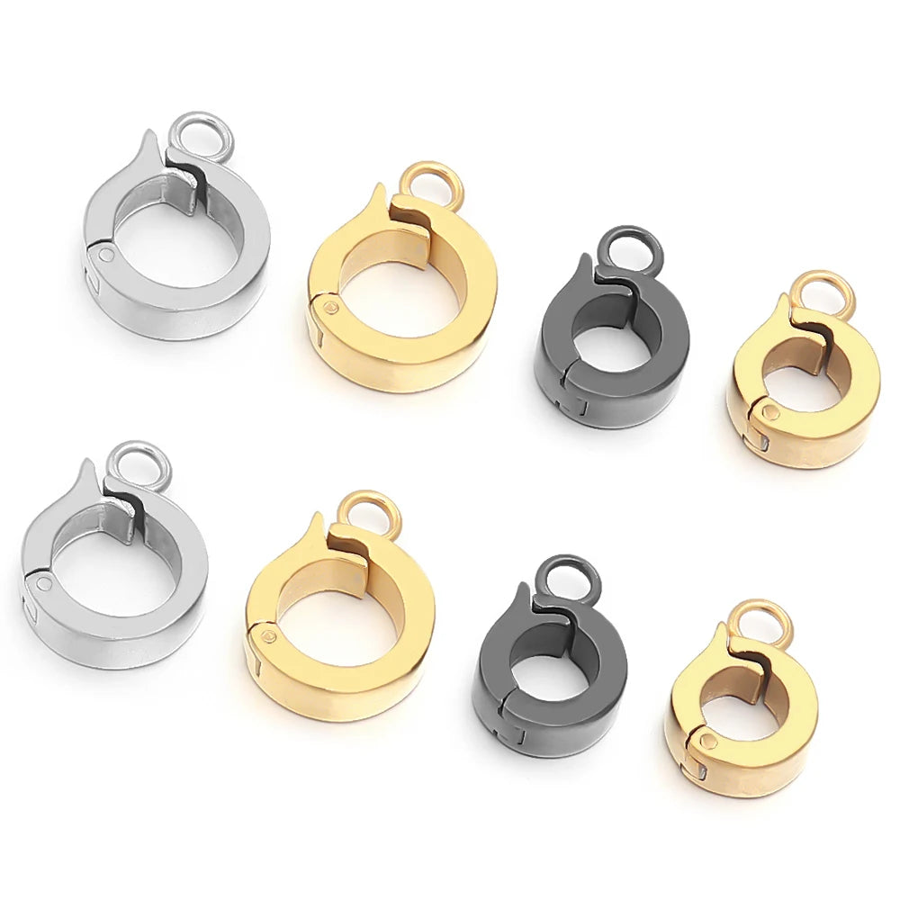 Stainless Steel Necklace Clasp Round Versatile Connection Buckles for Bracelet Earring Pendants Hooks Jewelry Making Supplies Aurexia off