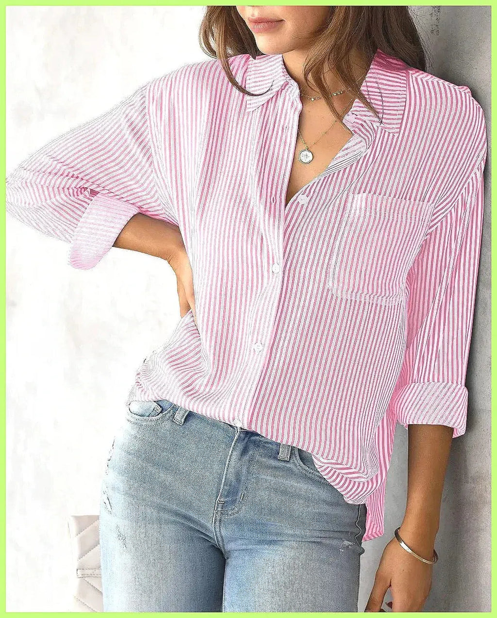 2025 New Striped Oversized Cotton Top, Elegant Lapel Long Sleeve Loose Casual Blouse for Women Aurexia off