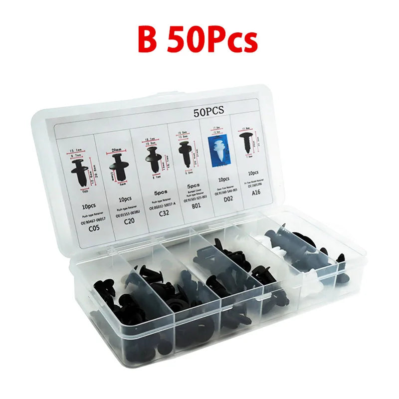 100/50 PCS Auto Fastener Clips Kit  - Multi-Size  Retainers for Car Fender, Bumper, Door & Panel Trim Aurexia off