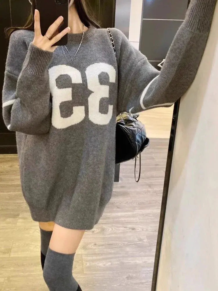 Y2K Vintage Knitted Sweater Women 2025, Growzed Harajuku Grunge Pullover, Casual Streetwear Jacquard Jumpers (72 characters) Aurexia off