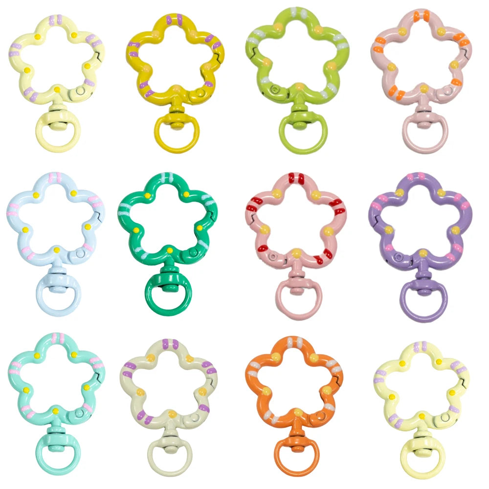 5pcs Flower Metal Lobster Claw Clasps Swivel Lanyards Trigger Snap Hooks Strap Connector for Bag Key Chains Rings Jewelry Making Aurexia off