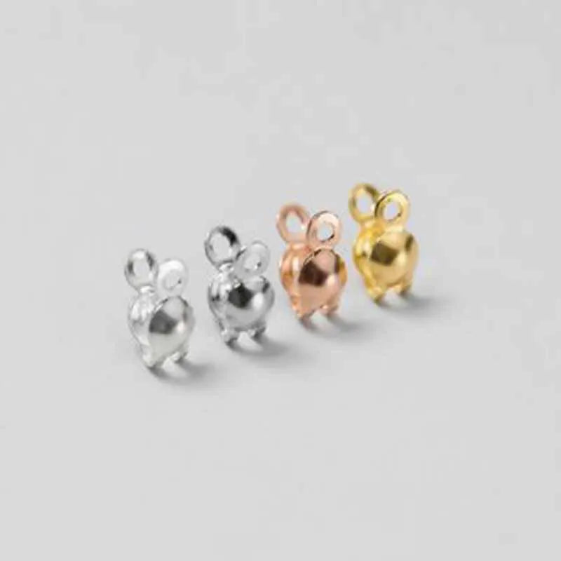 4pcs Genuine Real Pure Solid 925 Sterling Silver Closure End Beads Clasps Clips Gold Crimp Connector DIY Jewelry Making Finding Aurexia off