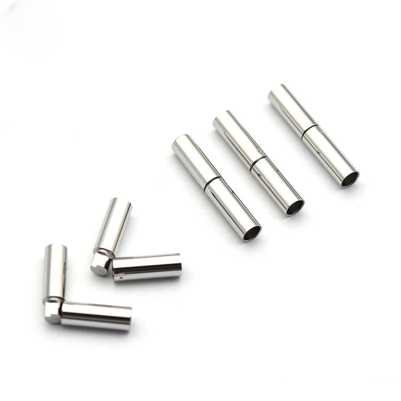 5Pcs/Lot Stainless Steel Spring Buckle Straight Through Titanium Steel Safety Lock Clasp Wax Rope Bracelet Diy Jewelry Making Aurexia off