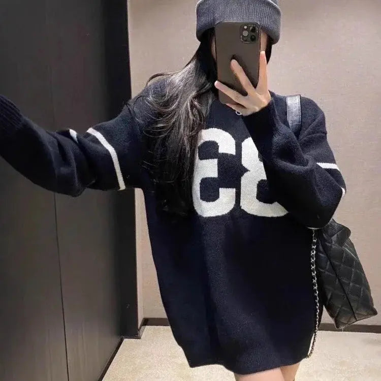 Y2K Vintage Knitted Sweater Women 2025, Growzed Harajuku Grunge Pullover, Casual Streetwear Jacquard Jumpers (72 characters) Aurexia off