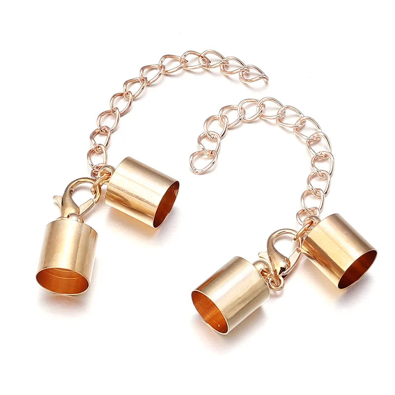 10Sets Leather Cord End Caps With Lobster Clasp Extending Chain For Jewelry Making DIY Bracelet Necklace Connectors Accessories Aurexia off