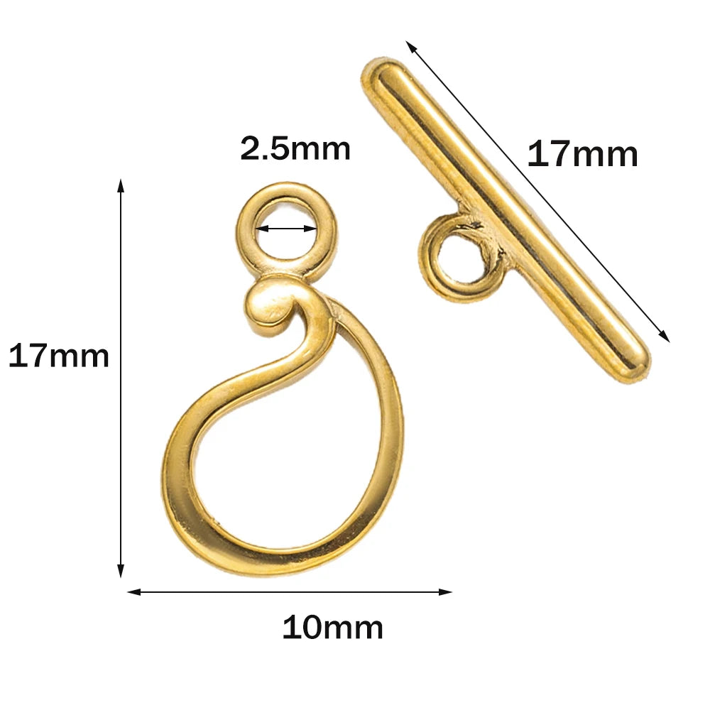 5 Sets Stainless Steel Toggle Clasp T-bar Closure Ring Fastener Hook End Connectors for DIY Necklace Bracelet Jewelry Making Aurexia off
