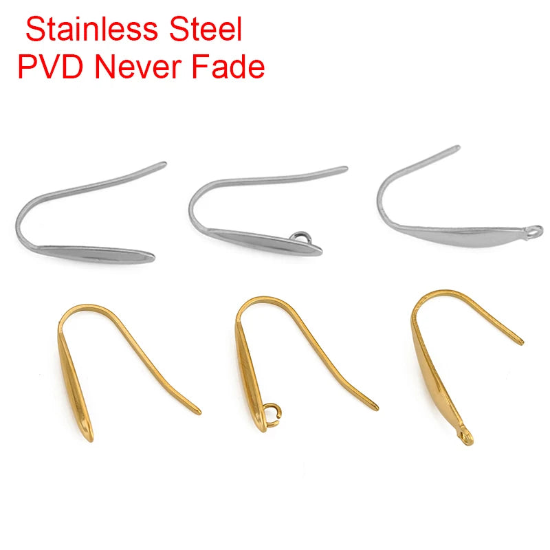 10pcs Never Fade Stainless Steel Earring Hooks Wire Making PVD Hypoallergenic Earrings Clasps Supplies For Diy Jewelry Findings Aurexia off
