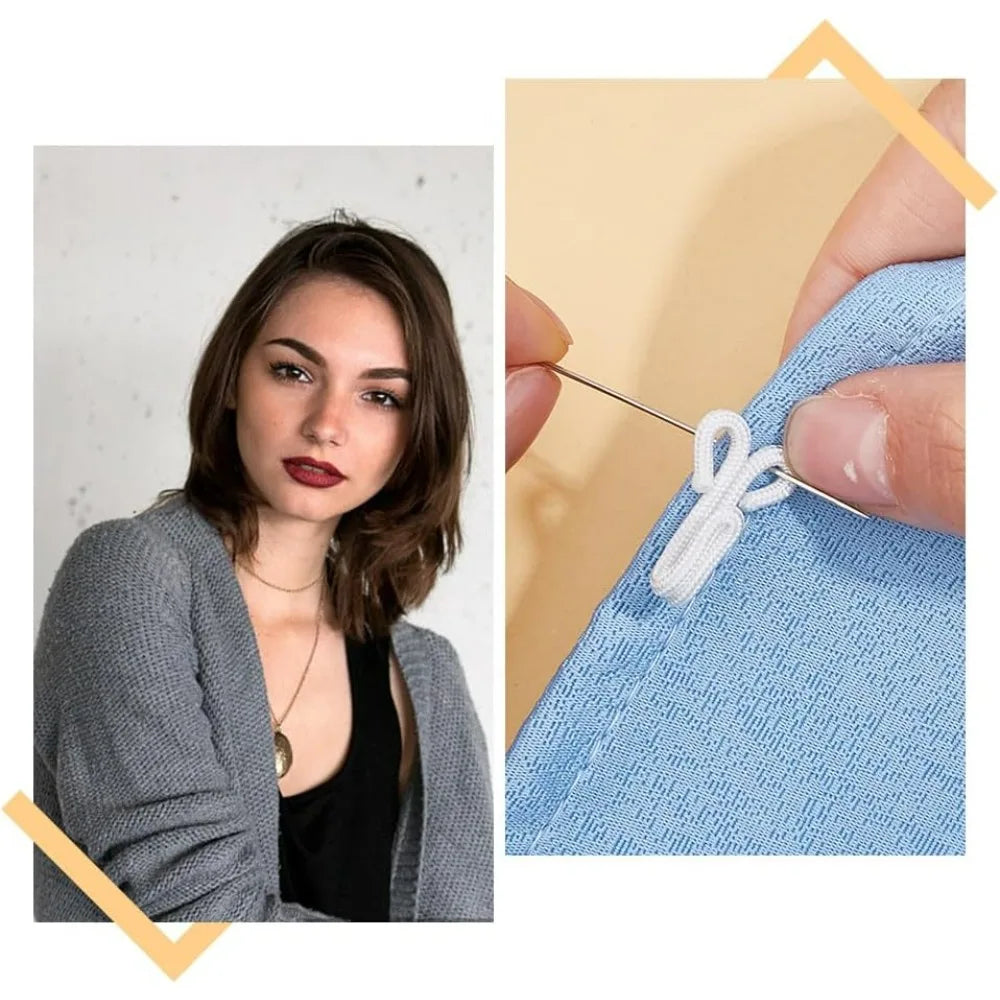 80Pcs 4 Sizes Covered Sewing Hooks and Eye Closure White Sewing Hidden Hook for Clothing Bra Thick Leather deep Pile Fabrics Aurexia off
