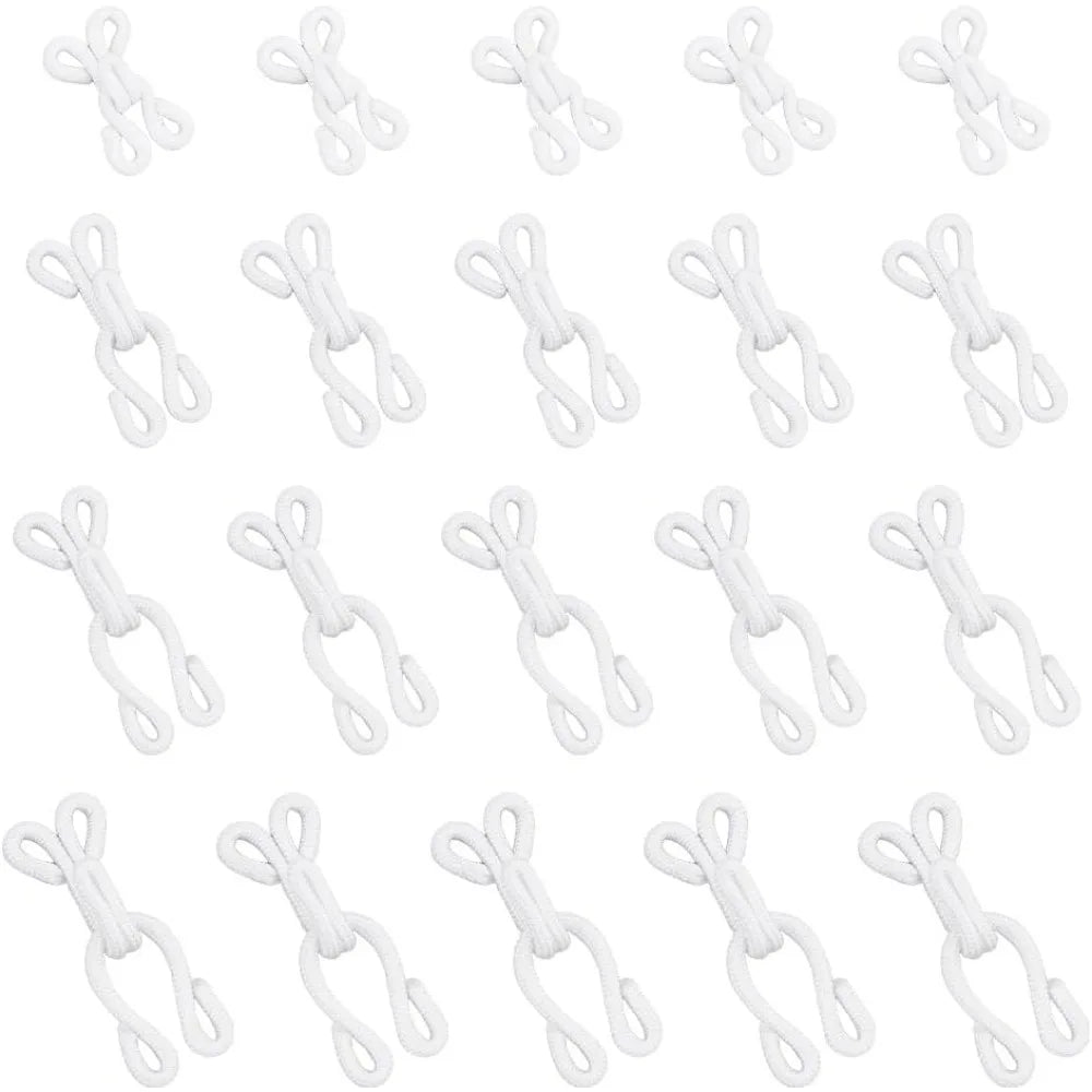 80Pcs 4 Sizes Covered Sewing Hooks and Eye Closure White Sewing Hidden Hook for Clothing Bra Thick Leather deep Pile Fabrics Aurexia off