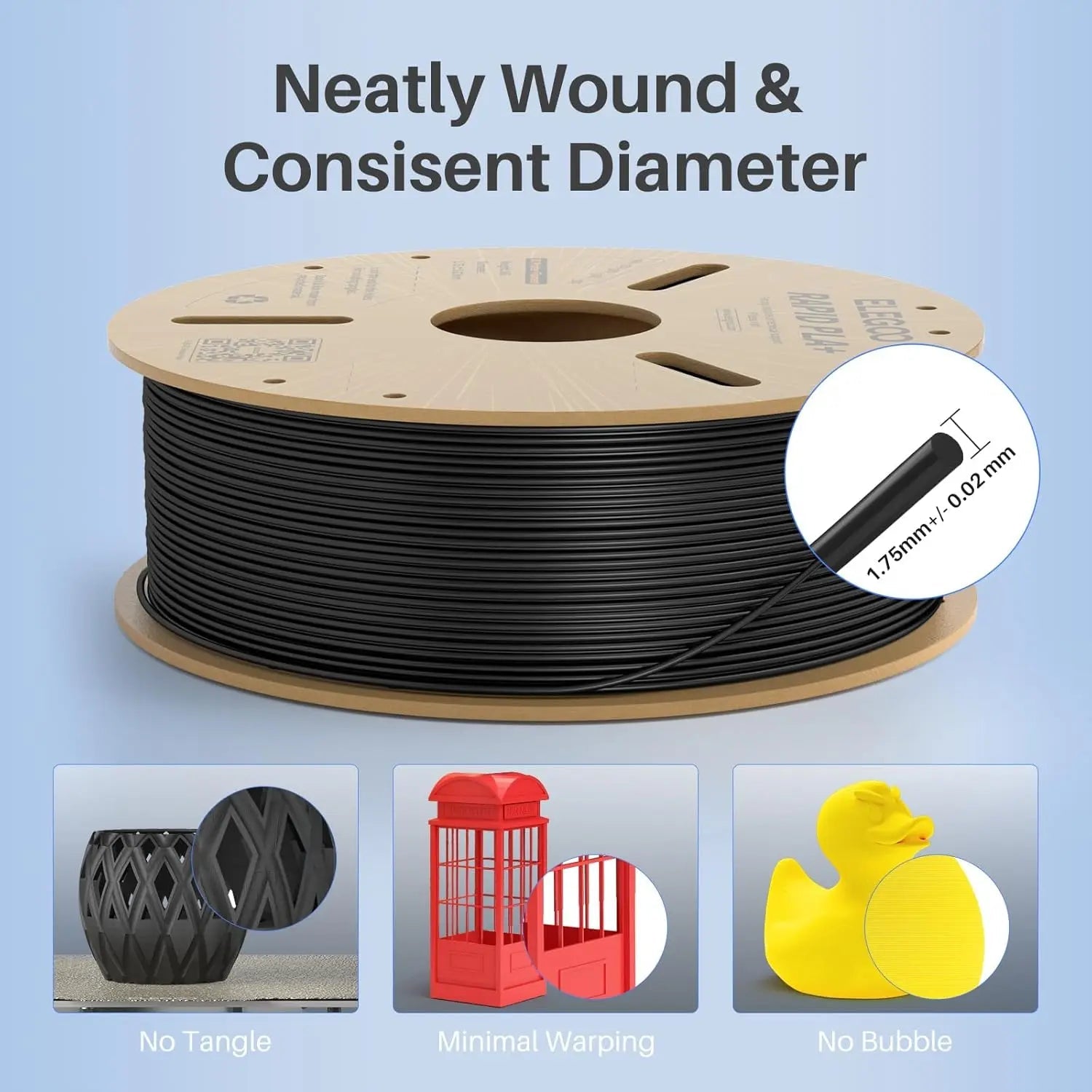 Fast Printing PLA+ 3D Printer Filament Bundle, 1.75mm, 4KG with Dimensional Accuracy +/-0.02mm, Black/White/Blue/Red Aurexia off