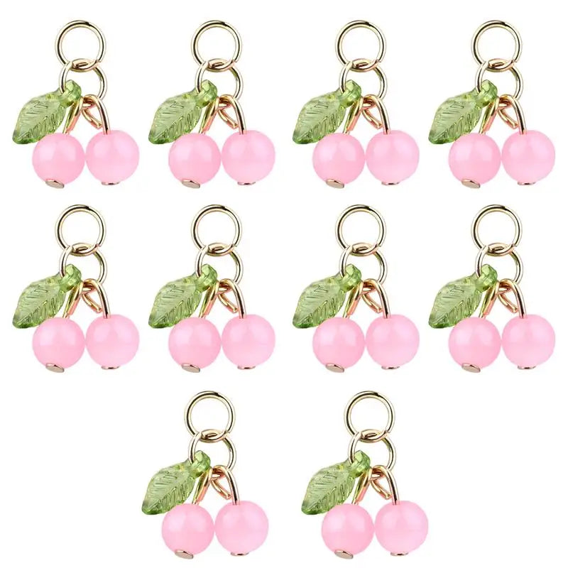 10Pcs/lot Fashion Delicious Red Cherry Keychain Summer Fruit Cherries Pendant Keyring For Women Men Jewelry Bag Accessories Gift Aurexia off