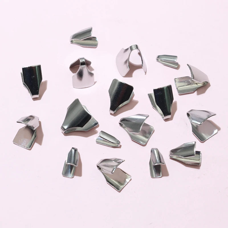 100pcs Stainless Steel 2-7mm Flat Cords Crimp End Beads Caps Clip Tip Fold for DIY Snake Chain Necklace Jewelry Making Findings Aurexia off