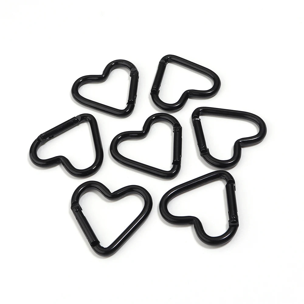 5pcs Colorful Heart-shaped Aluminum Alloy Carabiner Rings Keychain Clip Spring Hook Hanging Buckle Jewelry Making Accessories Aurexia off